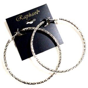 Silver Tone Textured 2.75-in big chunky Hoop Earrings - Women's Fashion Jewelry